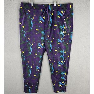 LRG Lifted Research Glitch World Polar Sweatpants Mens XL Geo Fleece Ankle Zip